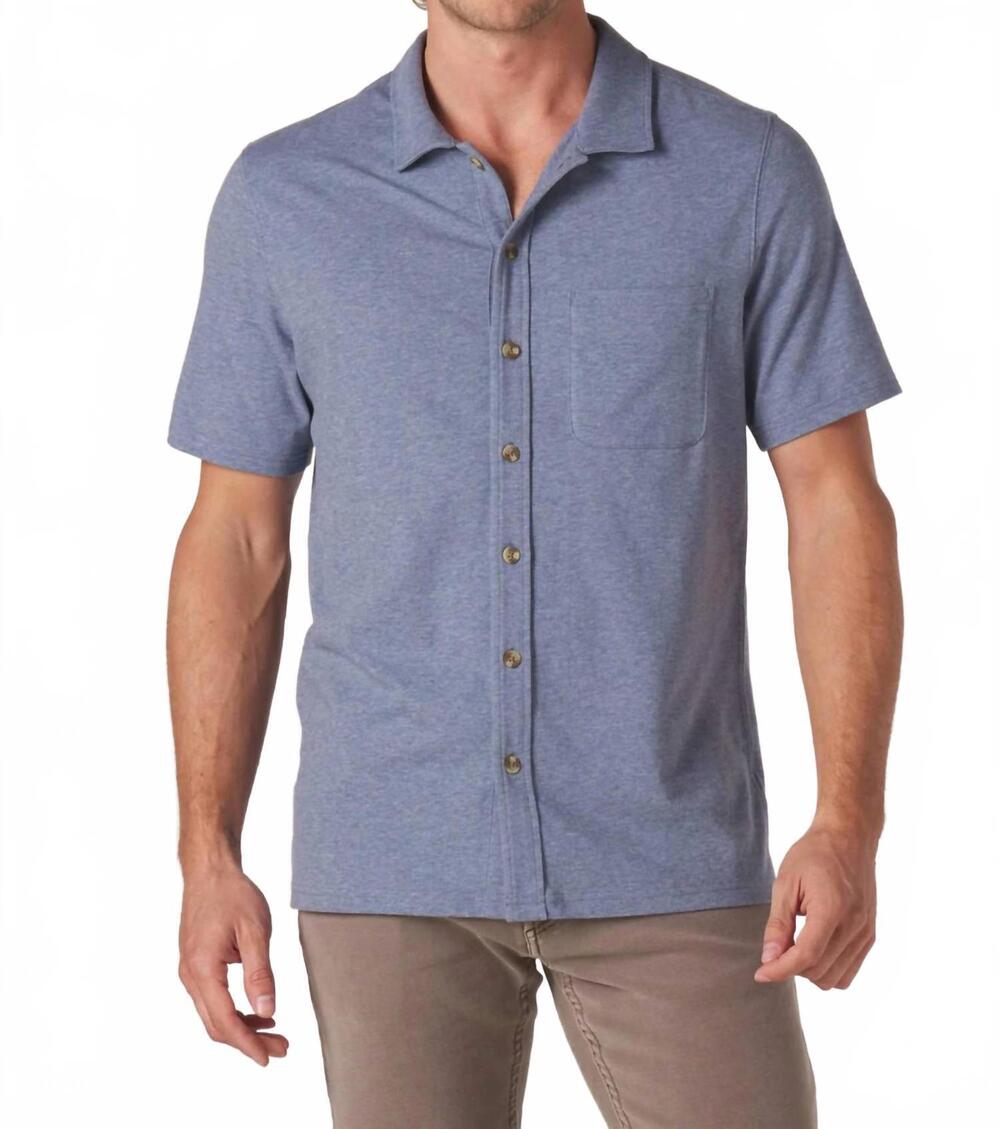 NEW THE NORMAL BRAND active puremeso weekend button down shirt in lake blue